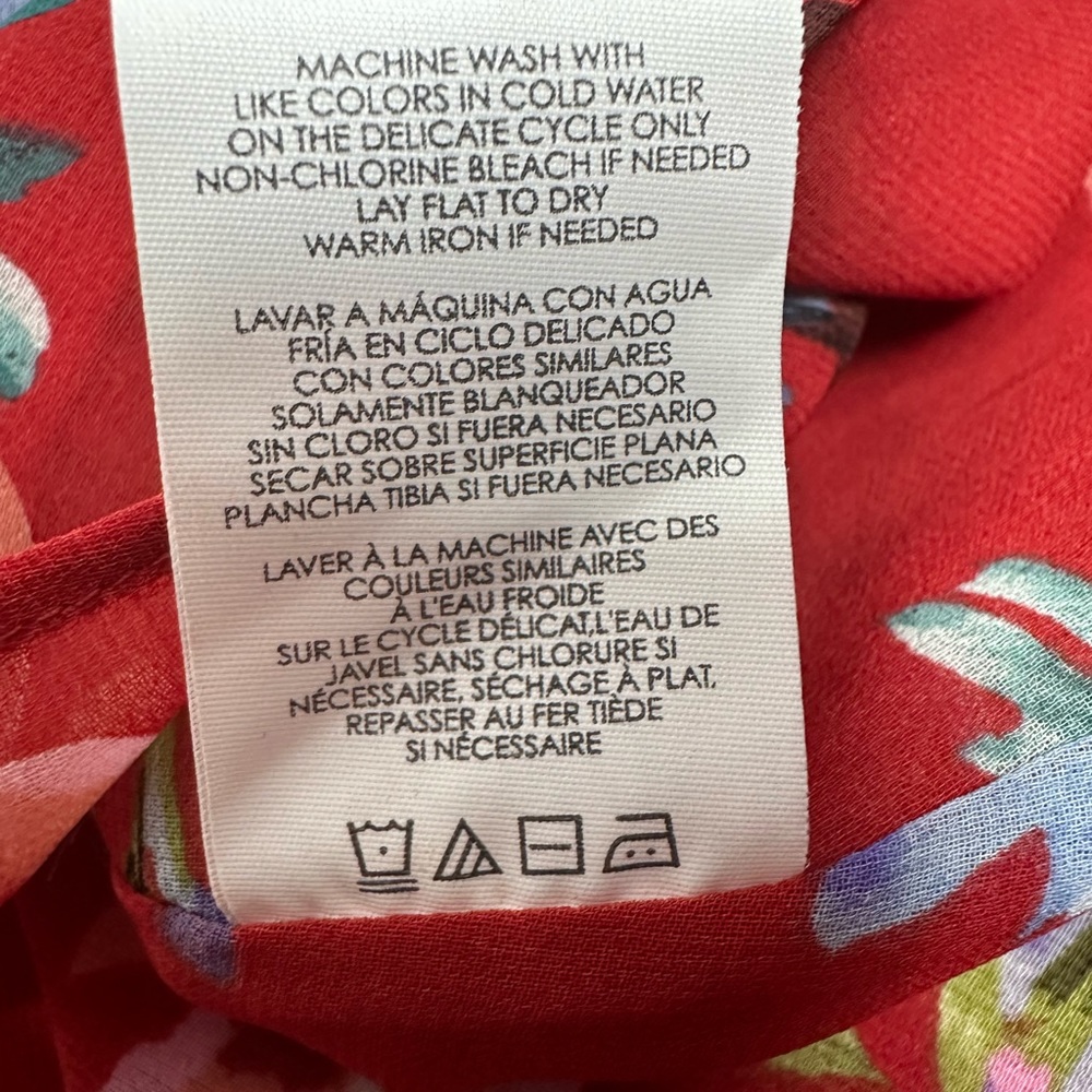 CAbi Red Floral Devoted Women’s Semi Sheer Bell Sleeve Blouse Top Shirt small - Picture 11 of 13